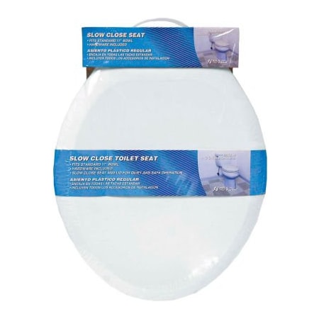 Comfort Zone AquaPlumb Round Plastic Slow Close Toilet Seat W/ Cover, White CSC90W